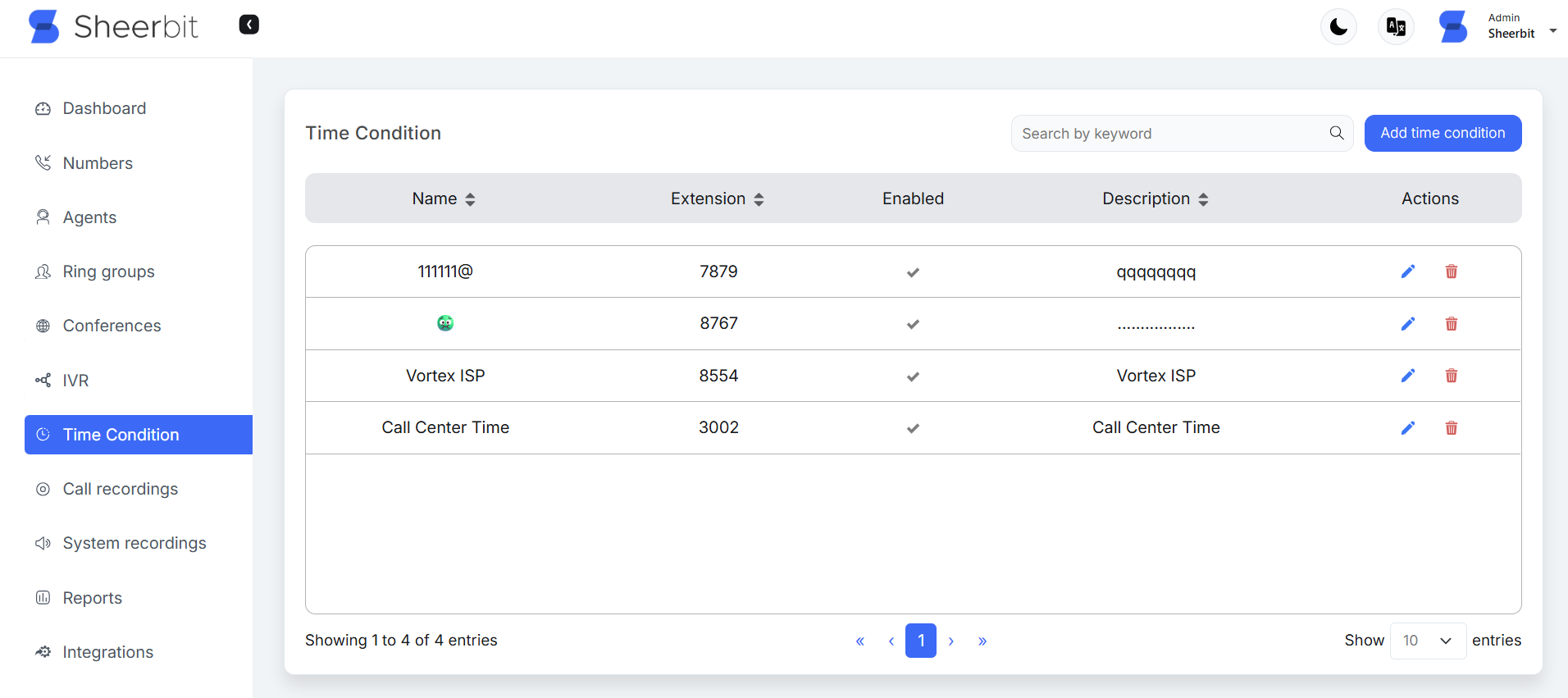 Admin Time condition